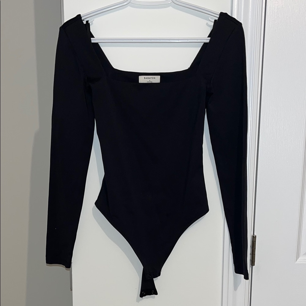 Babaton Black Long Sleeve Squareneck Bodysuit